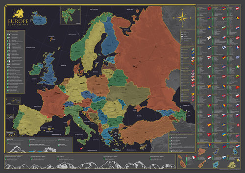 Nástenná mapa Európy (bez stieracej vrstvy), štandardný biely tubus s nálepkou - Kolektív autorov