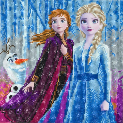Obraz Elsa, Anna a Olaf Disney (30x30 cm) vykladanie z diamantov