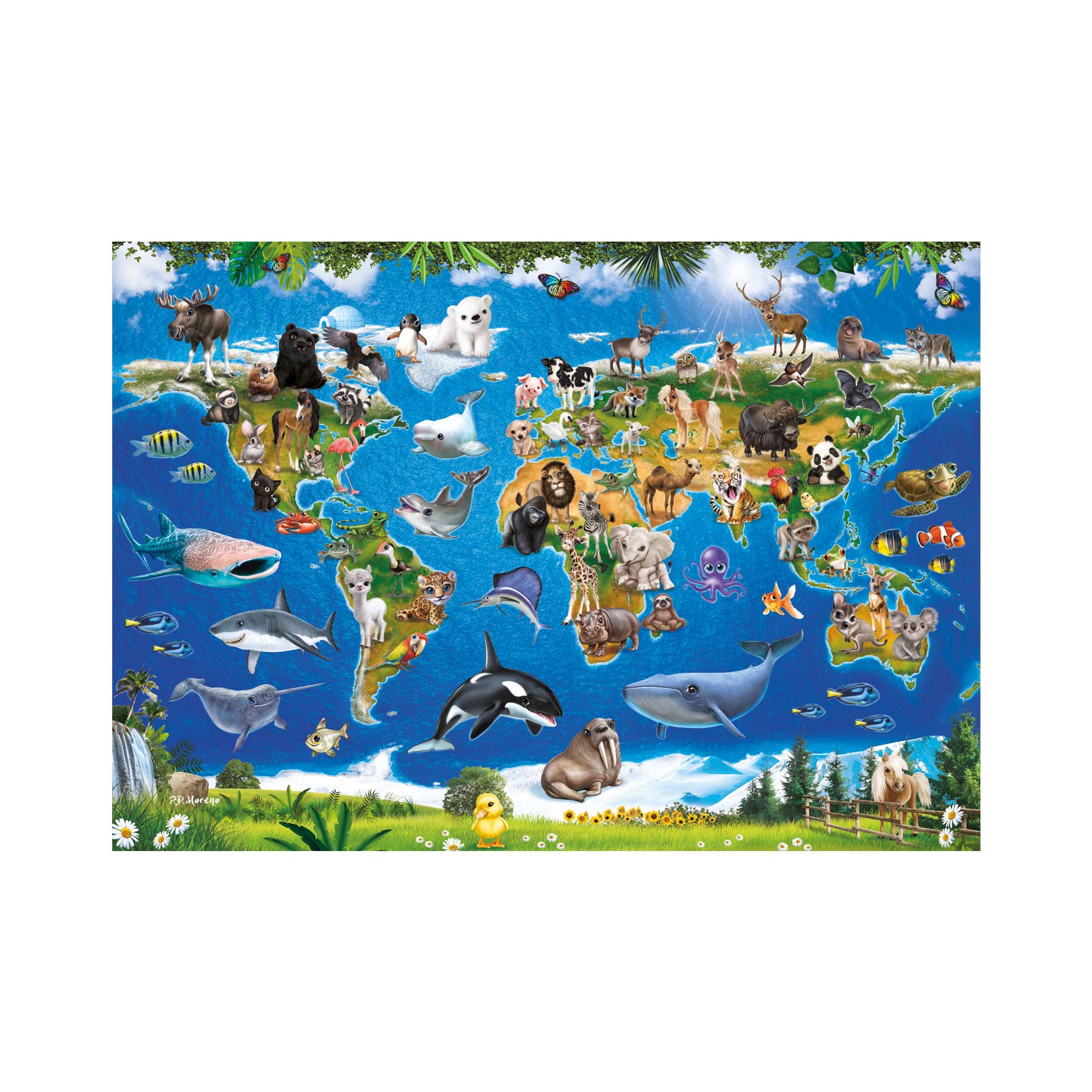 Puzzle Mapa zvierat 100 XL Dino