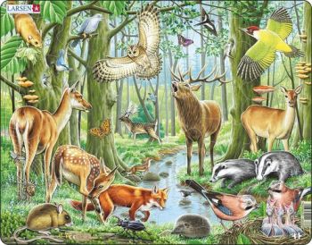 Puzzle Zvieratá stredoeurópskych lesov Larsen FH17-ZZ