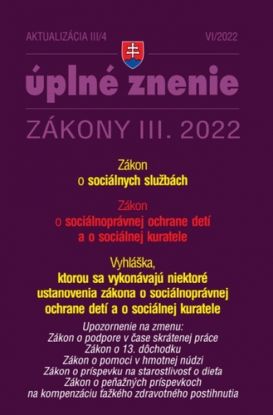 Zákony 2022 III aktualizácia III 4 - Sociálne služby a sociálnoprávna ochrana detí