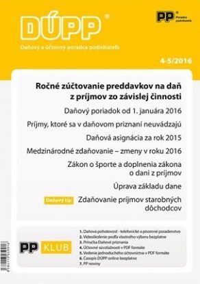 DUPP 4-5 2016 Ročné zúčtovanie preddavkov na daň z príjmov zo závislej činnosti