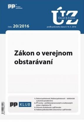 UZZ 20 2016 Zákon o verejnom obstarávaní