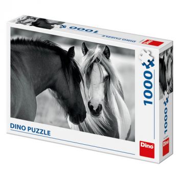 Puzzle Čiernobiele kone 1000 Dino