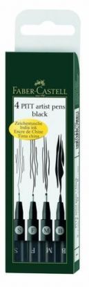 Popisovač Faber-Castell Pitt Artist Pen S, F, M, B, čierne 4 ks