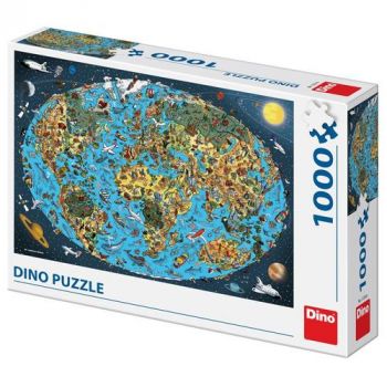 Puzzle Kreslená mapa sveta 1000 Dino