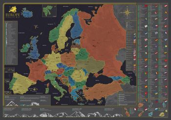 Nástenná mapa Európy (bez stieracej vrstvy), štandardný biely tubus s nálepkou