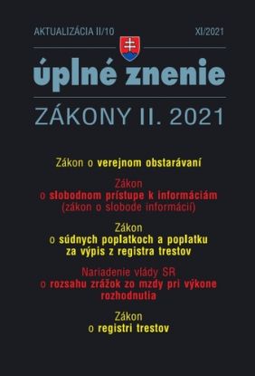 Zákony 2021 II aktualizácia II 10 - Verejné obstarávanie