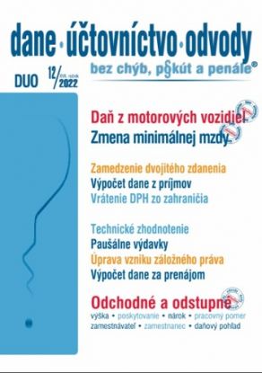 Dane účtovníctvo odvody 12 2022 - Daň z motorových vozidiel