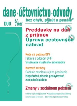 Dane účtovníctvo odvody 2 2023 - Nové preddavky na daň, Zmena stravného