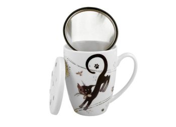 Porcelánový hrnček so sitkom a krytom Charming Cats - Roztomilé mačky 380 ml