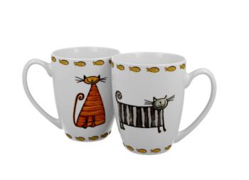 Sada dvoch klasických porcelánových hrnčekov Classic Cats - Mačky 380 ml