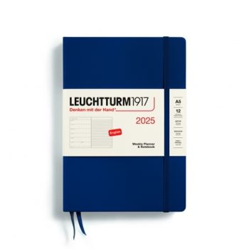 Diár LEUCHTTURM1917 2025 Navy, Medium (A5), riadkovaný, English