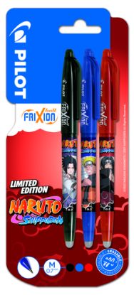 Pilot Sada Roller FriXion Ball Naruto 3 ks, 0.7, blister, Čierna, Červená, Modrá